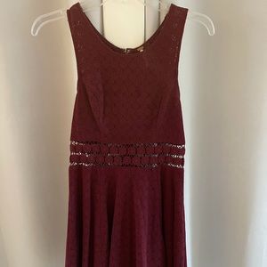 Size 2, maroon Free People embroidered dress